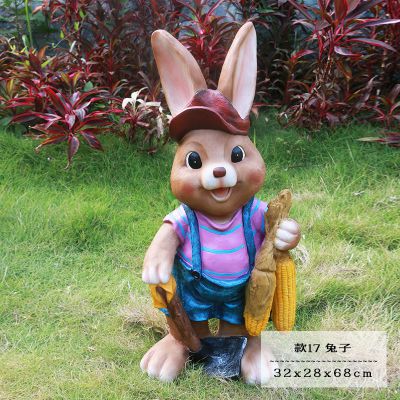 農場(chǎng)一只豐收的玻璃鋼兔子雕塑