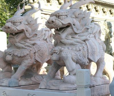 大理石石雕戶(hù)外景區大型神獸麒麟雕塑