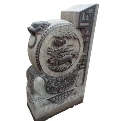 青石復古雕刻抱鼓石庭院門(mén)口擺放柱墩石門(mén)墩