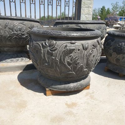 青石石雕戶(hù)外園林景觀(guān)仿古做舊石缸雕塑