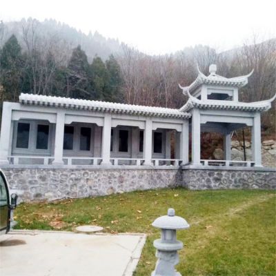 寺院景點(diǎn)裝飾大型青石雕刻中式長(cháng)廊涼亭