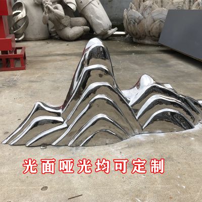 亮面現代藝術(shù)水景抽象亮面金屬不銹鋼假山雕塑
