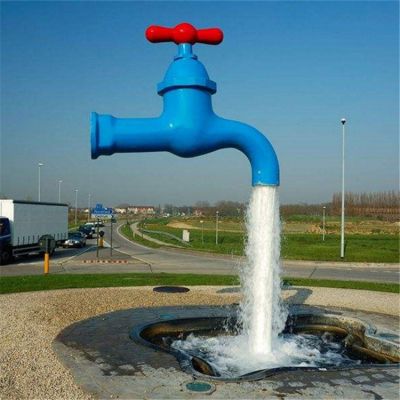 廣場(chǎng)不銹鋼創(chuàng  )意水龍頭流水噴泉雕塑