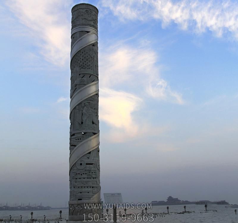不銹鋼廣場(chǎng)景觀(guān)抽象龍柱雕塑