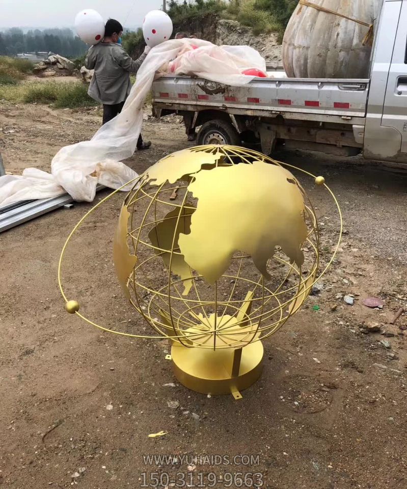 室內戶(hù)外創(chuàng )意鏤空不銹鋼抽象地球儀雕塑