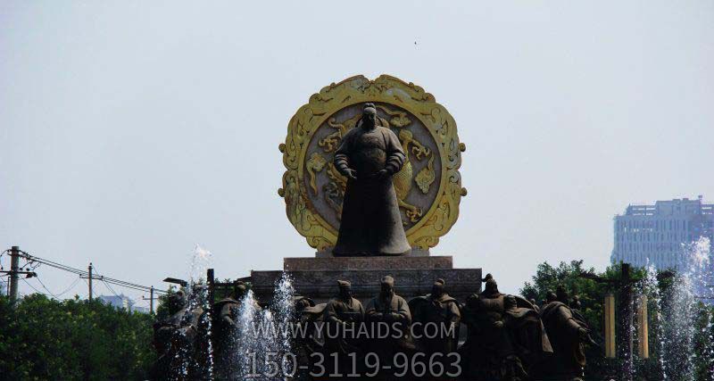 李世民雕塑-園林景觀(guān)噴泉擺放唐朝皇帝李世民銅雕