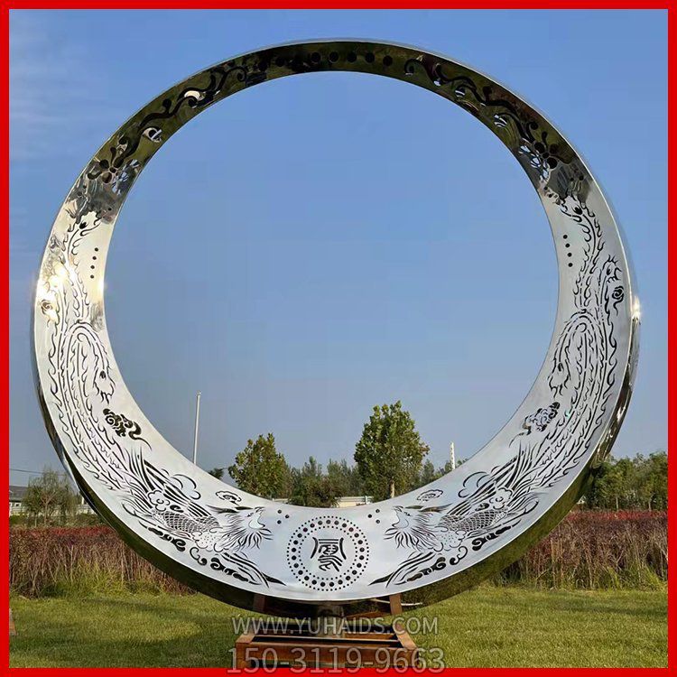 不銹鋼戶(hù)外大型鏡面創(chuàng  )意圓環(huán) 動(dòng)物景觀(guān)雕塑擺件