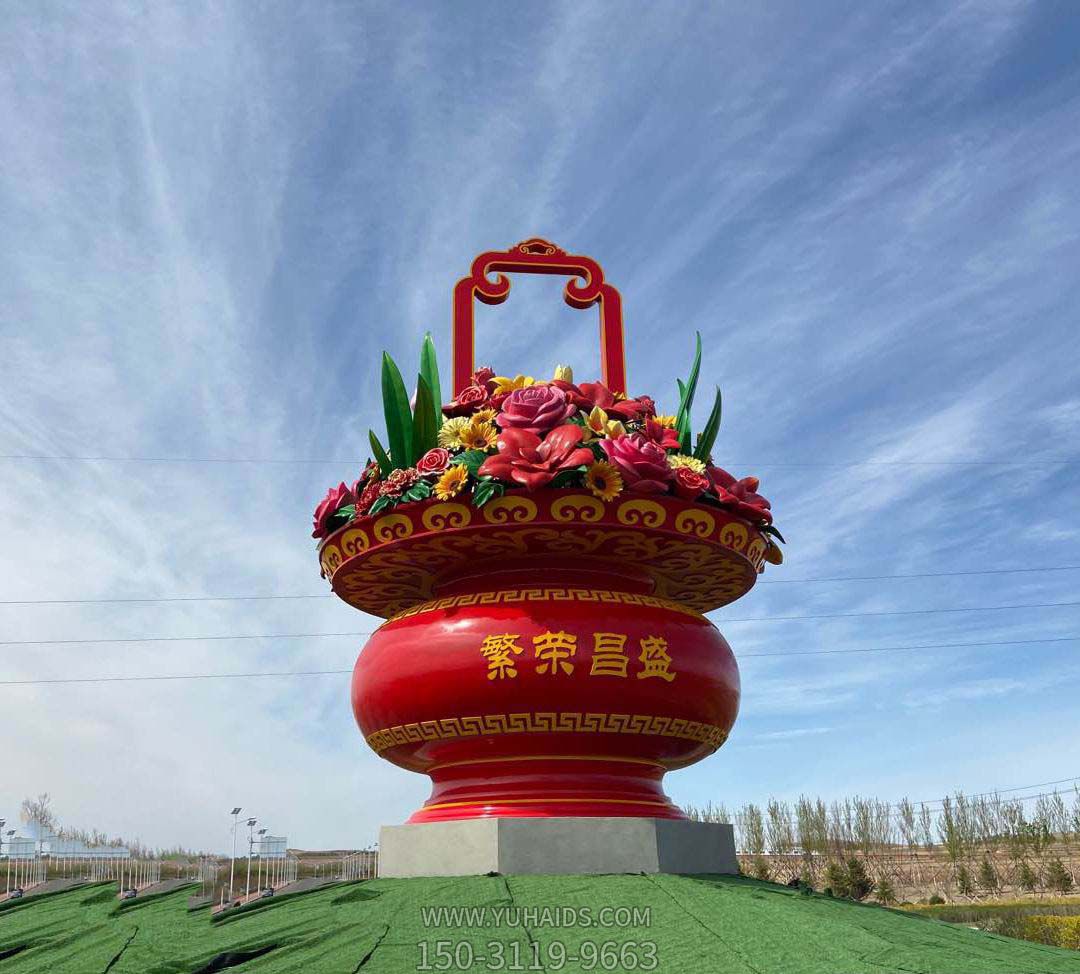 定制玻璃鋼大型花籃雕塑戶(hù)外天安門(mén)廣場(chǎng)公園花籃雕塑