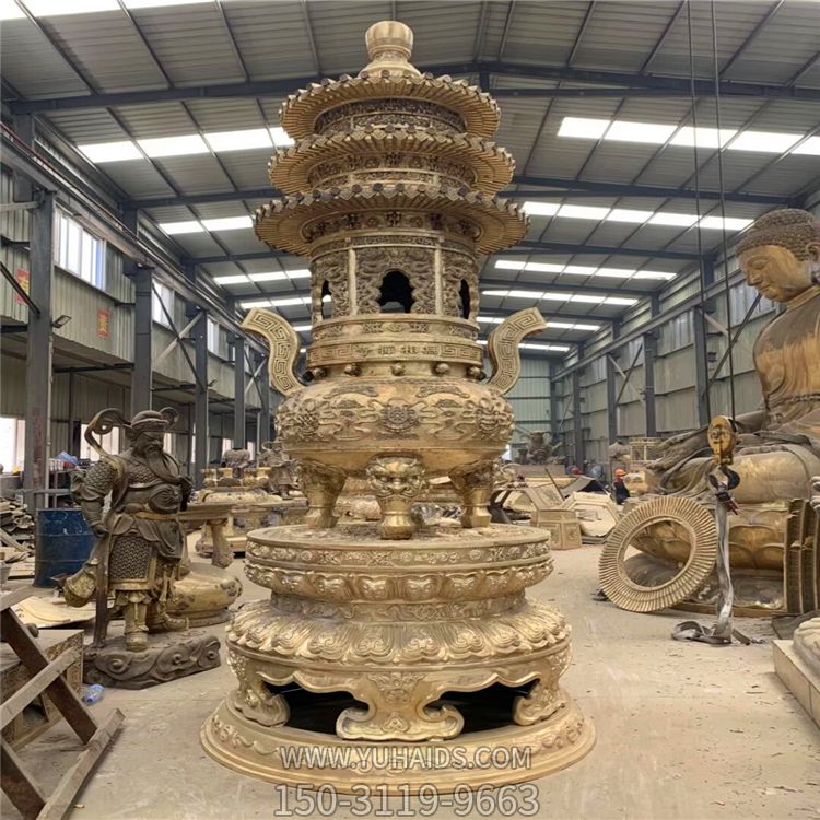 創(chuàng )意不銹鋼噴金鎏金大型香爐雕塑