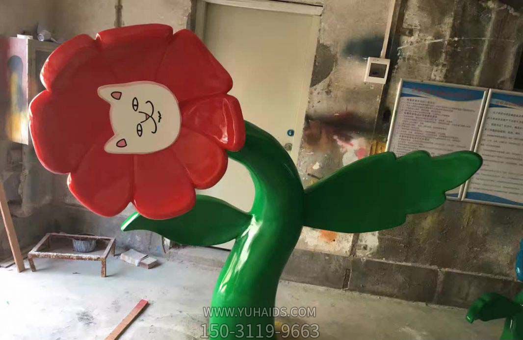 公園游樂(lè )場(chǎng)創(chuàng )意抽象仿真歪頭花朵雕塑
