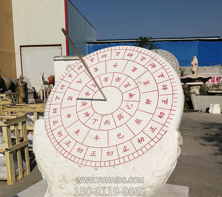 校園戶(hù)外石雕古代赤道式計時(shí)器日晷雕塑