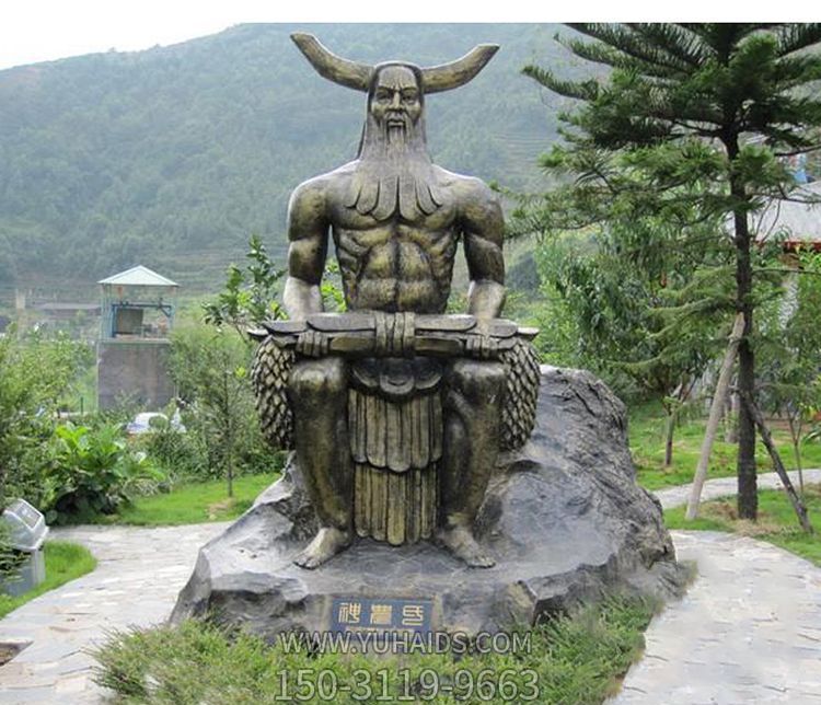 觀(guān)景區上古神話(huà)人物伏羲銅雕塑