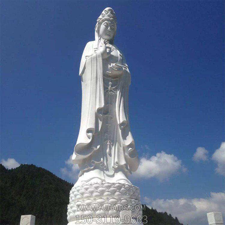 天然優(yōu)質(zhì)漢白玉浮雕南海觀(guān)音寺院大型石佛像雕塑