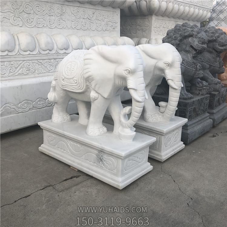 園林擺放大理石大象動(dòng)物雕塑 