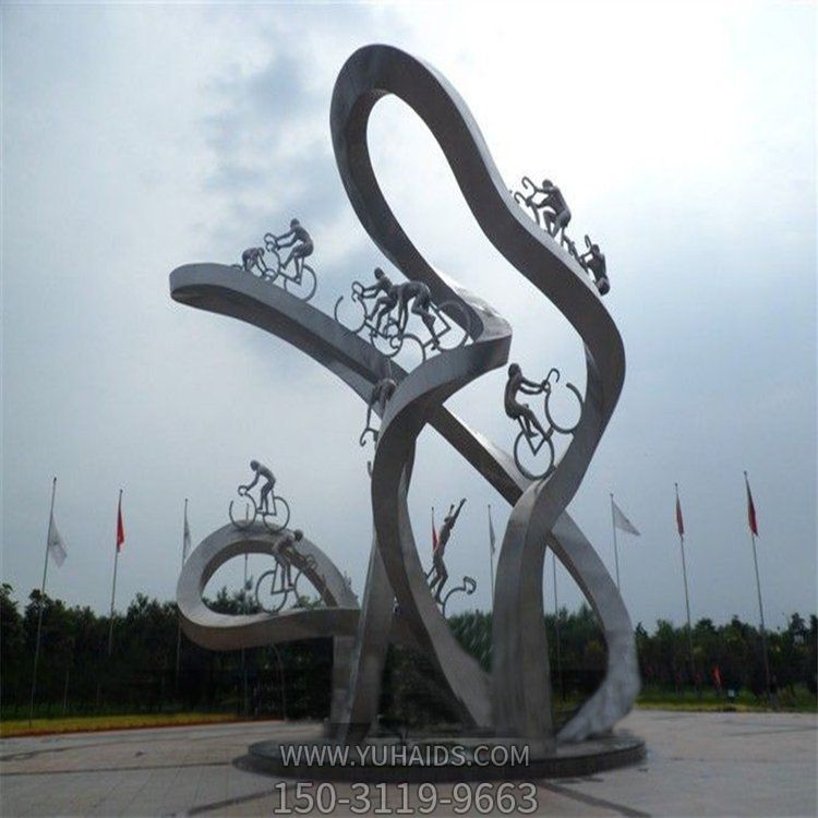 廣場(chǎng)擺放大型創(chuàng  )意騎自行車(chē)人物運動(dòng)主題雕塑