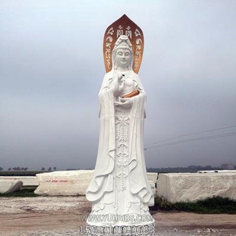 寺廟大型漢白玉觀(guān)音佛像雕塑 