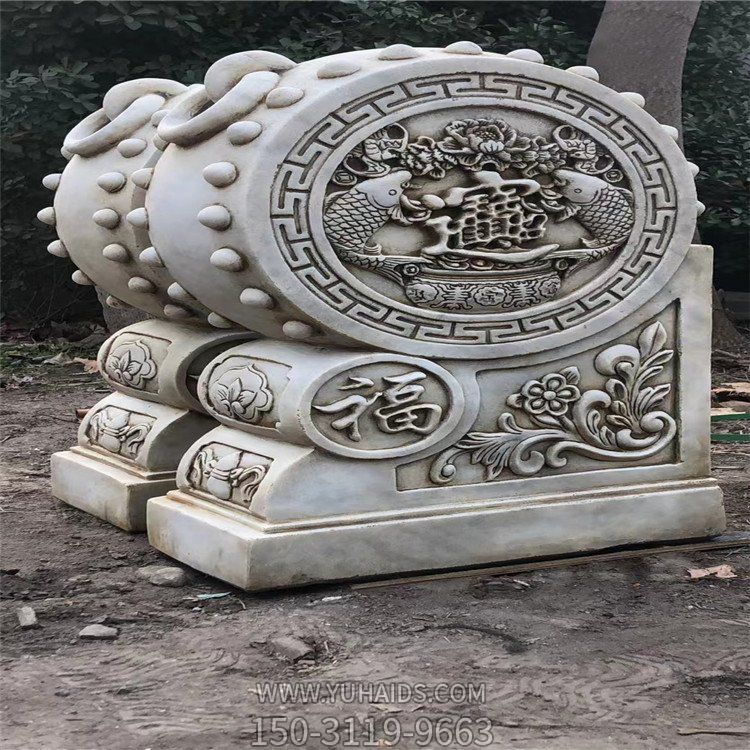 漢白玉仿古招財進(jìn)寶石門(mén)墩雕塑