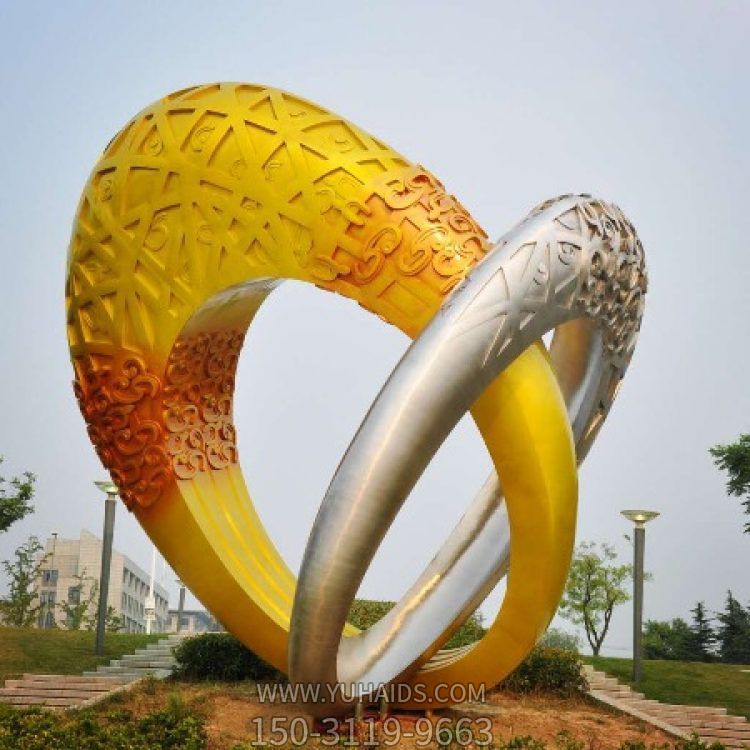 廣場(chǎng)大型不銹鋼景觀(guān)創(chuàng  )意圓環(huán)雕塑