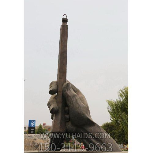 寫(xiě)字，大型手握毛筆寫(xiě)字動(dòng)作景觀(guān)雕塑