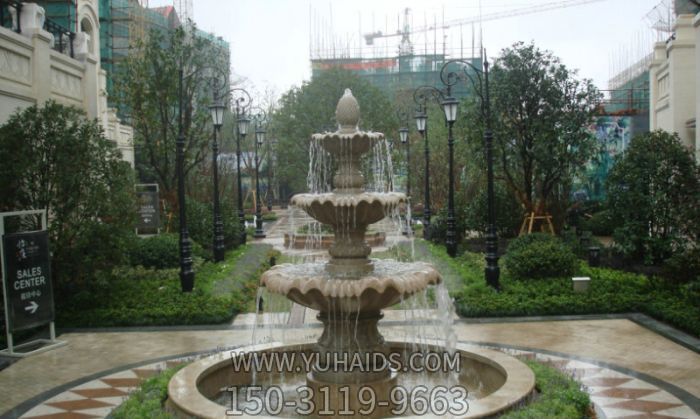 學(xué)院廣場(chǎng)景觀(guān)大型流水缽噴泉大理石雕塑