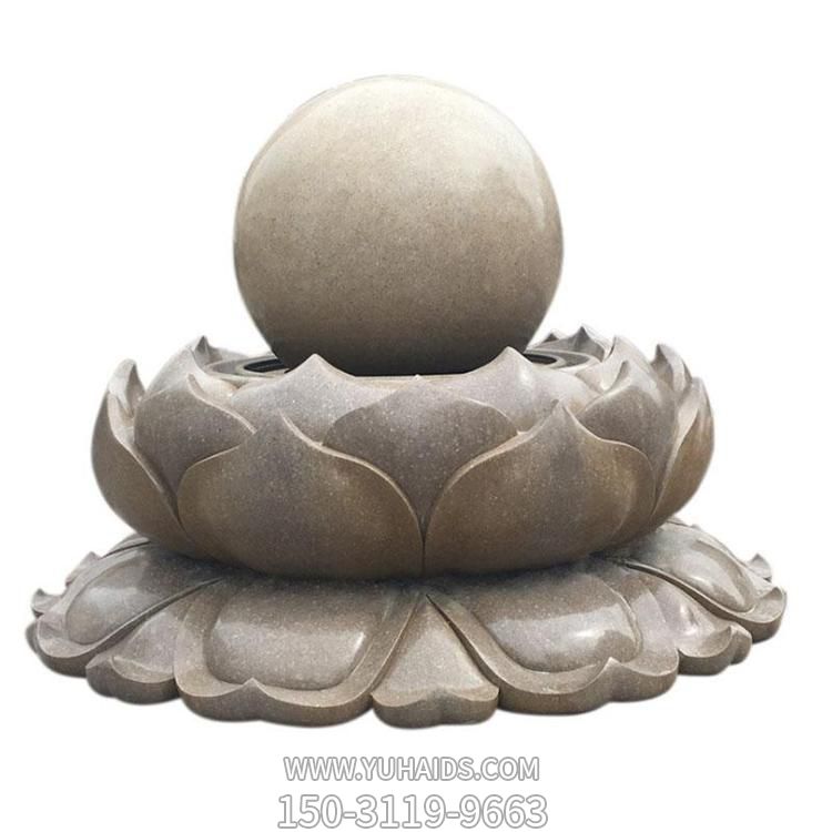 企業(yè)戶(hù)外水池擺放花崗巖雕刻中式荷花風(fēng)水球流水水缽雕塑