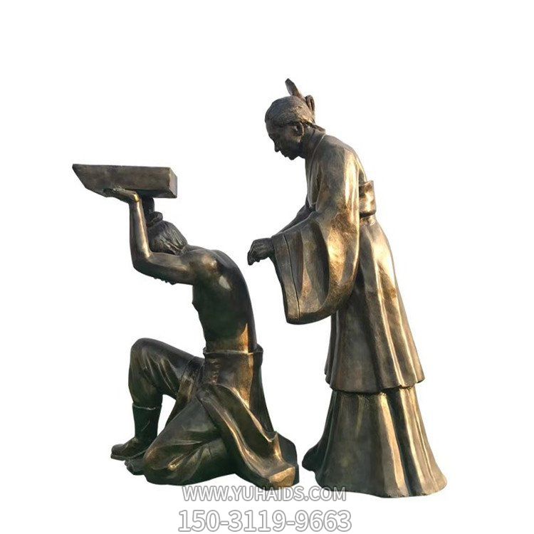 玻璃鋼仿銅園林景觀(guān)擺件古代寓言故事人物景觀(guān)雕塑