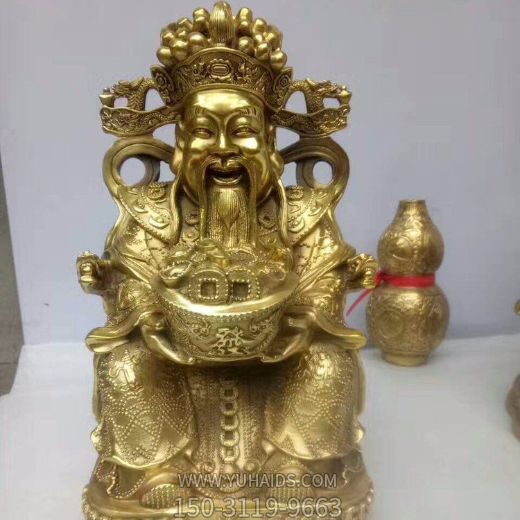 鑄銅戶(hù)外園林景觀(guān)財神爺雕塑
