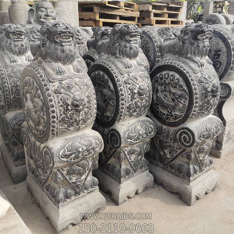 石雕抱鼓石家用門(mén)墩一對 仿古門(mén)墩新中式庭院門(mén)當抱鼓石雕塑