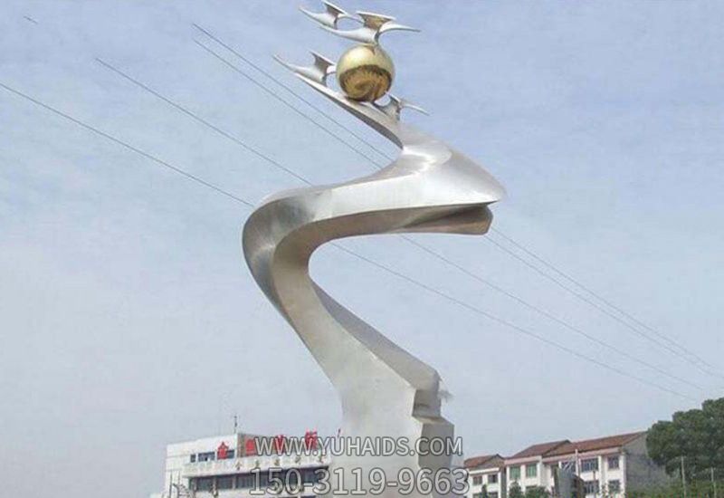 不銹鋼抽象創(chuàng )意城市街道大型騰飛雕塑