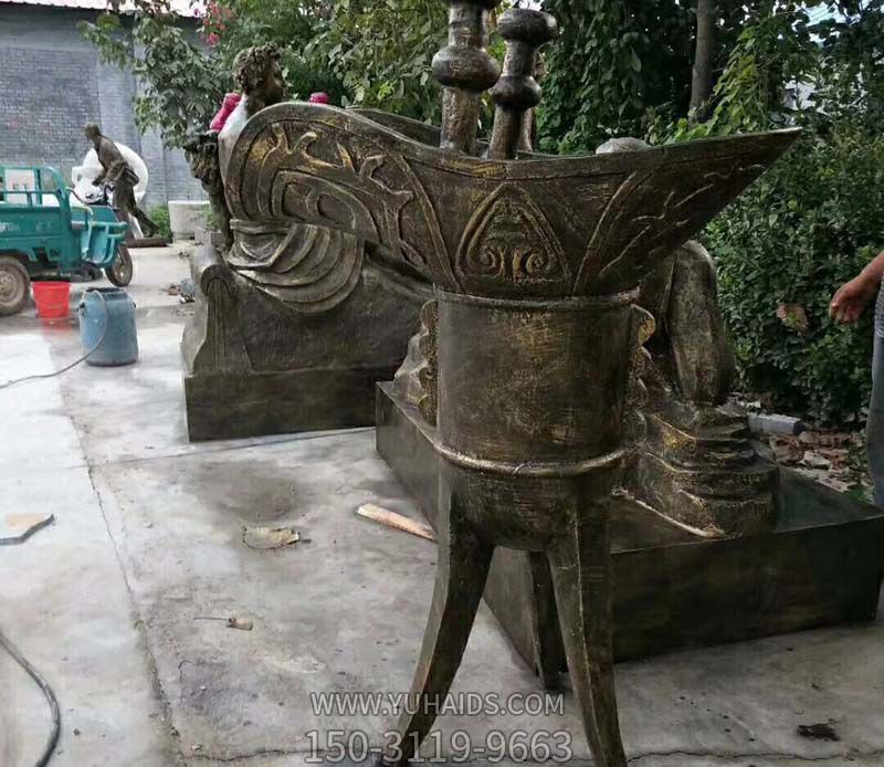 庭院景區創(chuàng )意不銹鋼仿銅仿古酒杯雕塑