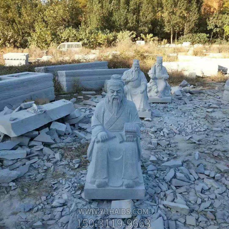 土地公公石雕像，小型坐姿土地爺雕塑
