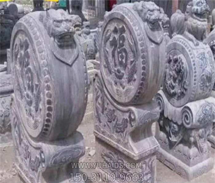 招財福字青石門(mén)墩仿古抱鼓石雕塑