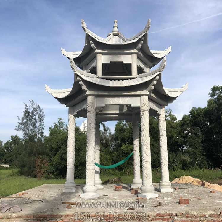 小區村莊戶(hù)外休息雙層青石涼亭雕塑