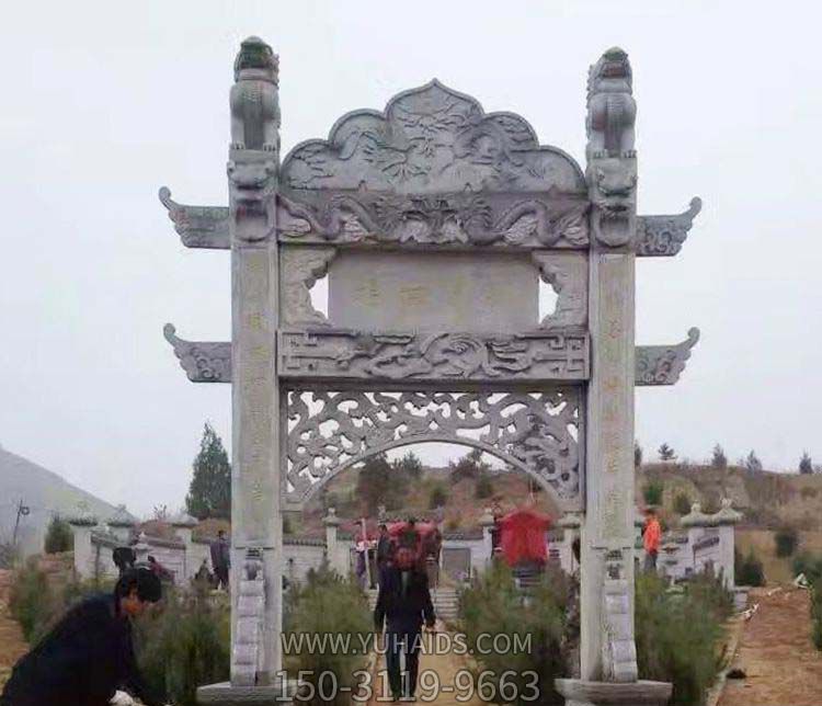 宗祠園林單門(mén)石牌坊景觀(guān)石雕雕塑