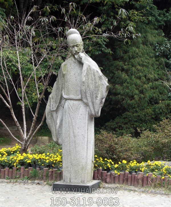 公園景觀(guān)大理石唐代詩(shī)人李白石雕塑