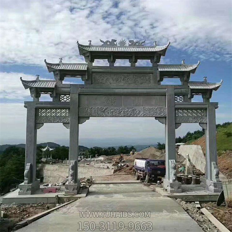 戶(hù)外農村鄉鎮大理石石雕牌坊雕塑