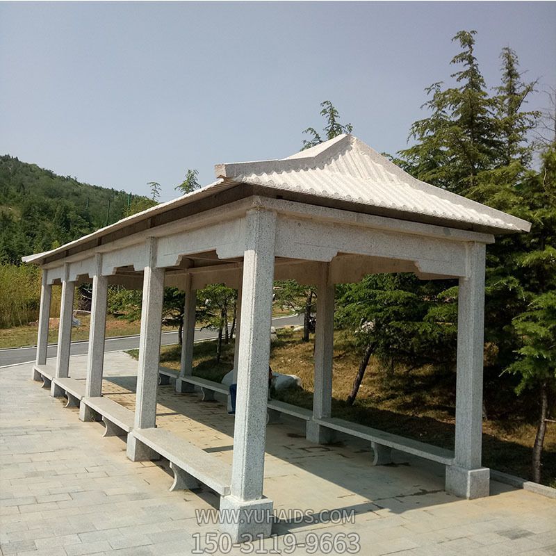 森林公園仿古建大理石長(cháng)廊座椅休息涼亭雕塑