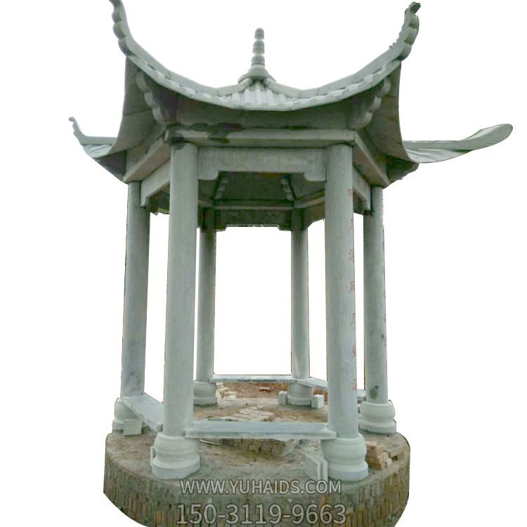寺院山頂觀(guān)景擺放簡(jiǎn)易六角休閑涼亭雕塑