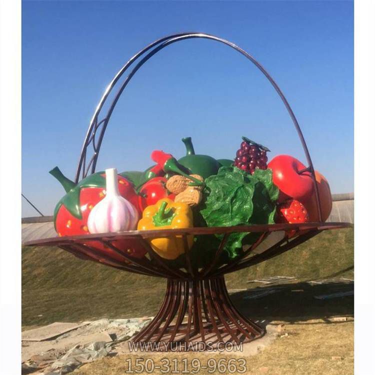 大型 玻璃鋼果籃雕塑 仿真水果蔬菜農場(chǎng)基地擺件