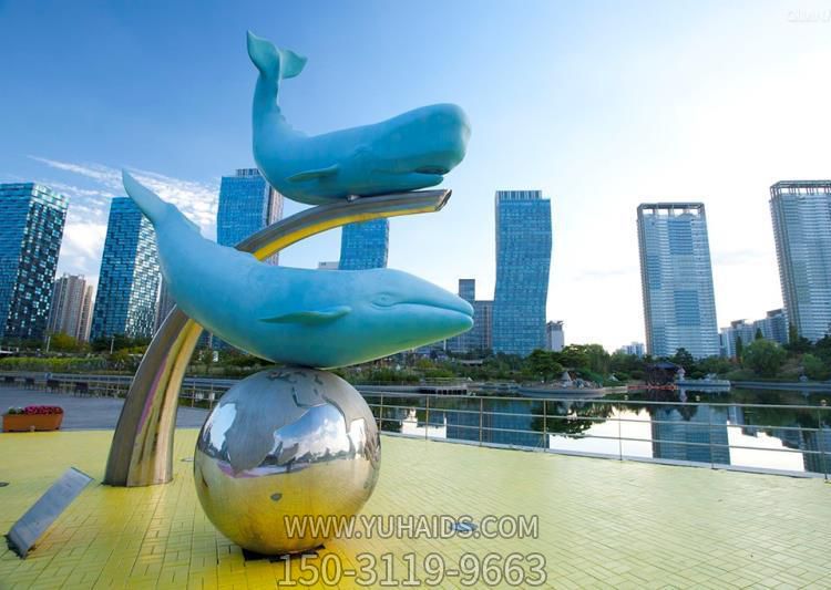 玻璃鋼戶(hù)外園林廣場(chǎng)景觀(guān)鯨魚(yú)雕塑