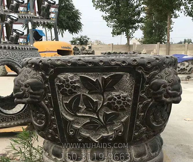 仿古招財石雕浮雕別墅大型景觀(guān)缸雕塑