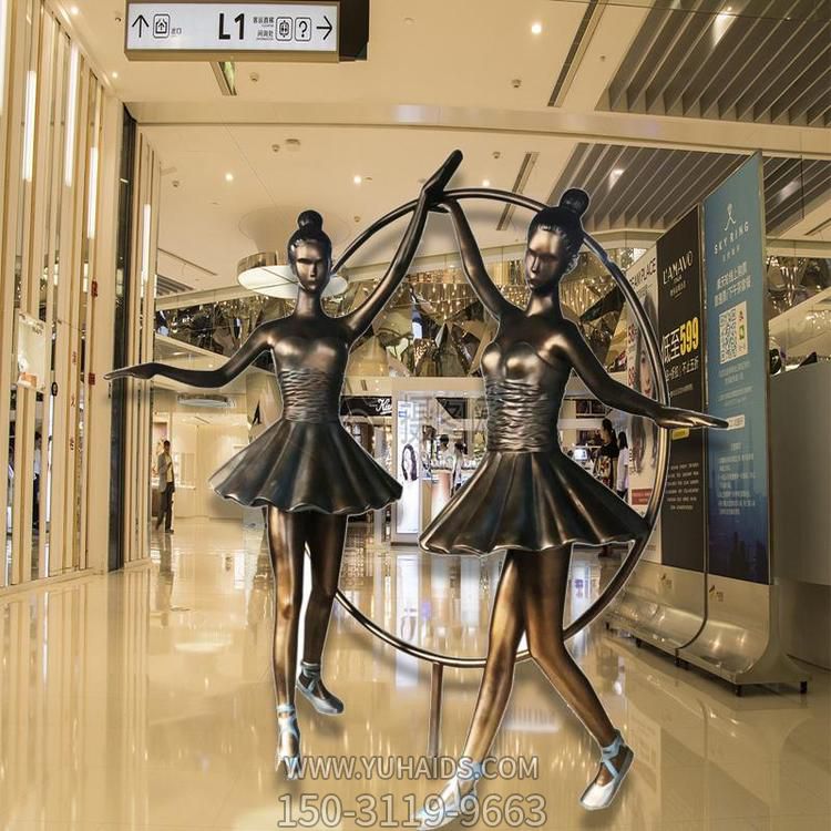 商場(chǎng)大廈銅雕跳舞的人物景觀(guān)美陳擺件雕塑
