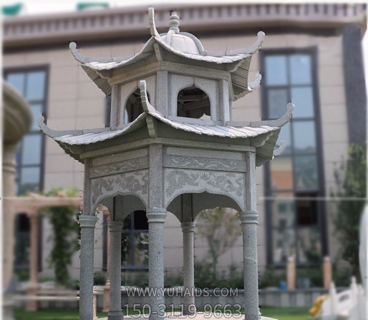 酒店戶(hù)外景觀(guān)擺放浮雕雙層頂裝飾涼亭雕塑