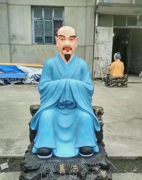 名醫銅雕彩繪坐著(zhù)的葛洪雕塑