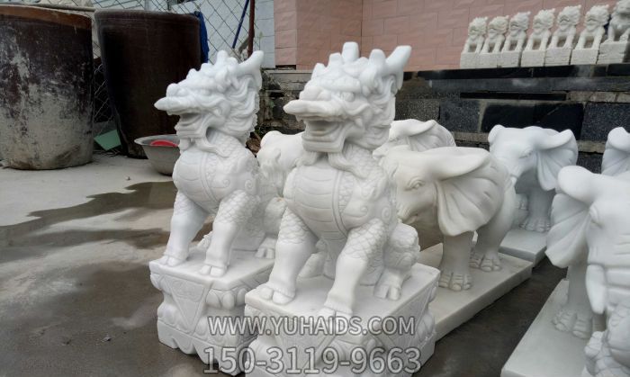 戶(hù)外景區漢白玉石雕鎮宅麒麟雕塑 戶(hù)外景區漢白玉石雕鎮宅麒麟雕塑