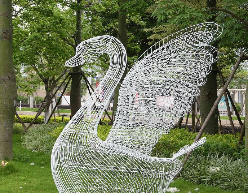 公園小區創(chuàng )意鏤空照明裝飾品天鵝雕塑