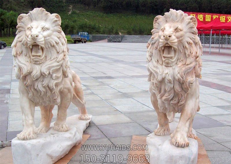公園創(chuàng )意大型仿真動(dòng)物石獅子雕塑