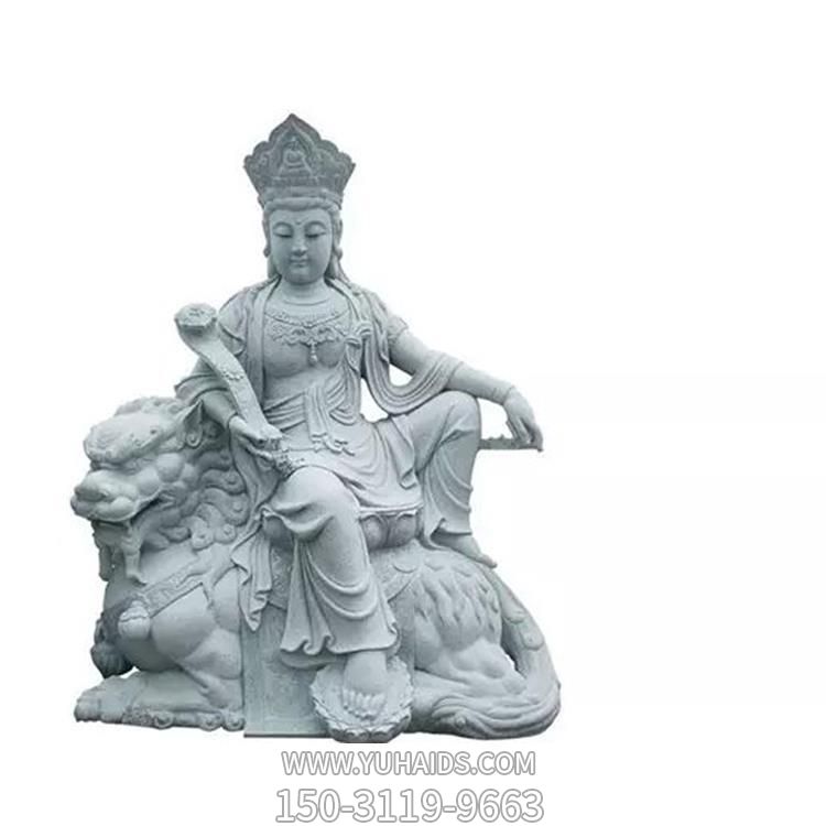 宗教寺廟戶(hù)外大型大理石石雕文殊普賢雕塑