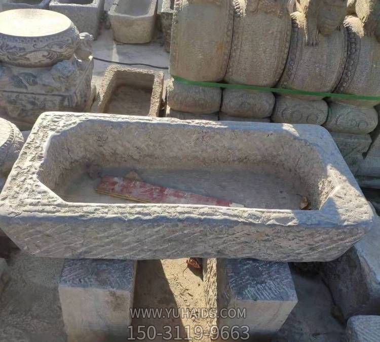 大理石雕刻老石槽庭院養魚(yú)水池雕塑