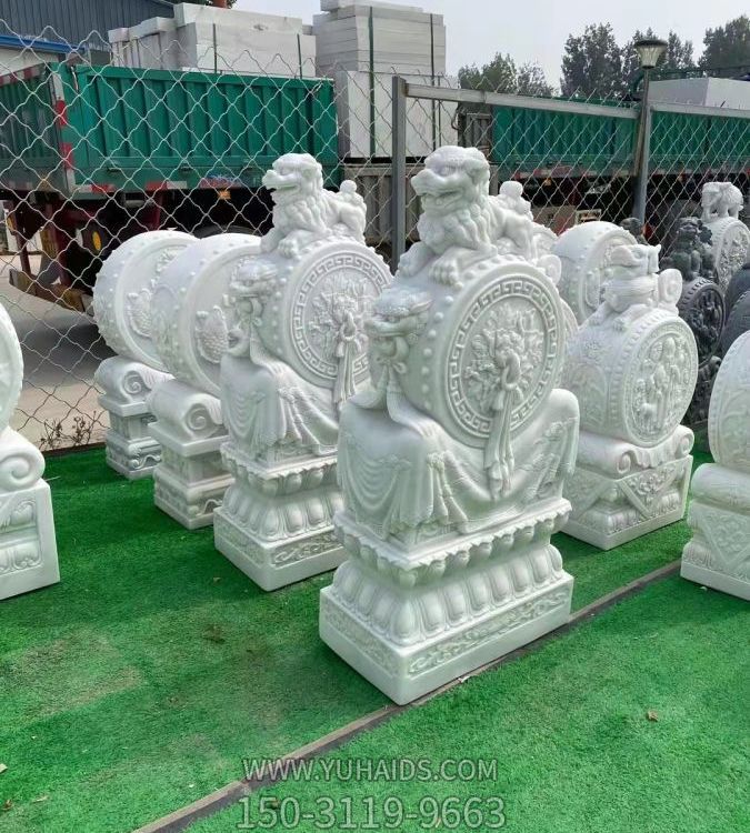 石雕漢白玉獅子抱鼓石庭院門(mén)口鎮宅雕塑